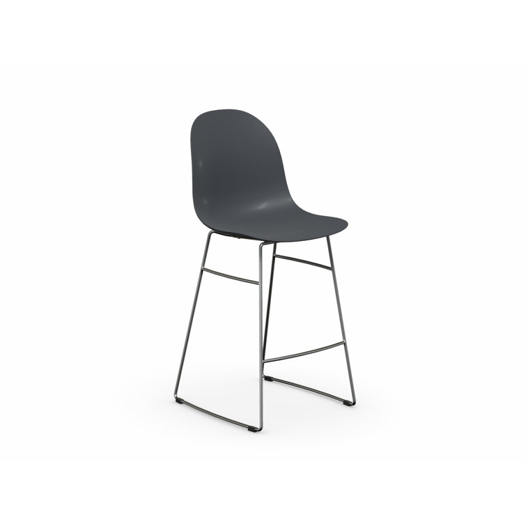 Optic White Chromed Metal & Acrylic Counter Stool