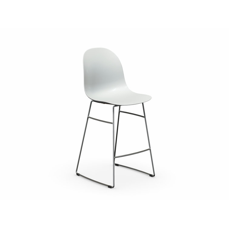 Optic White Chromed Metal & Acrylic Counter Stool