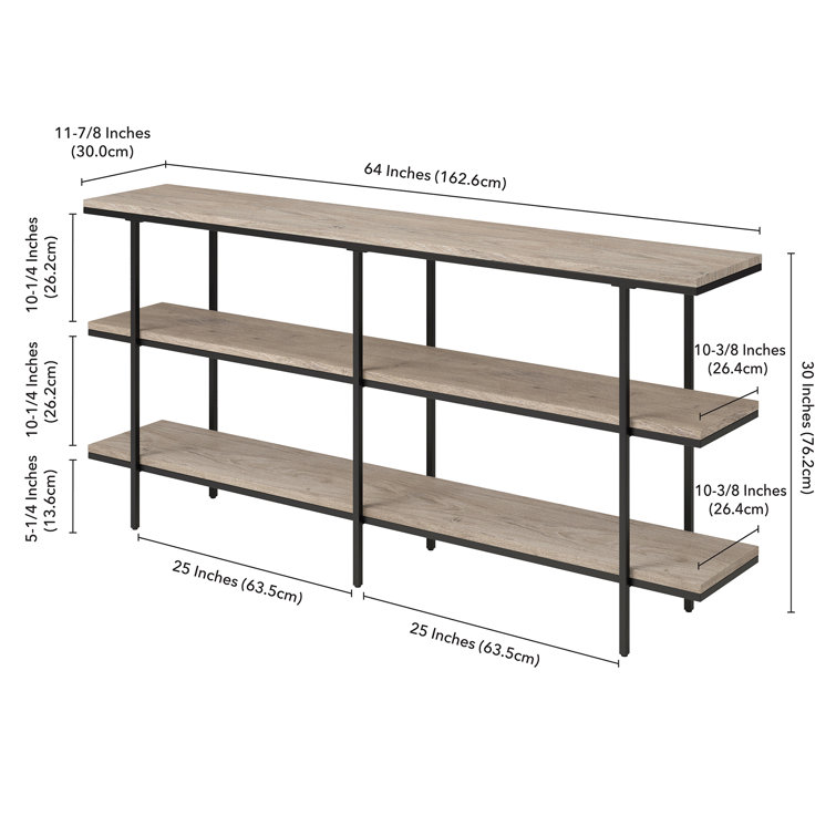 Harper Industrial Modern Console Table with Storage in Antiqued Gray Oak