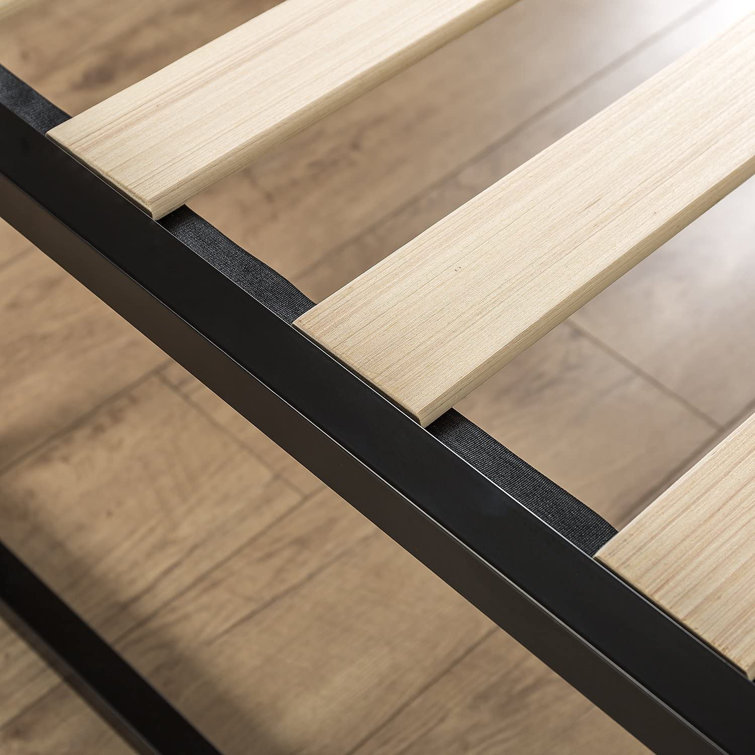 Joseph 18" Black Metal Platform Bed Frame with Slats