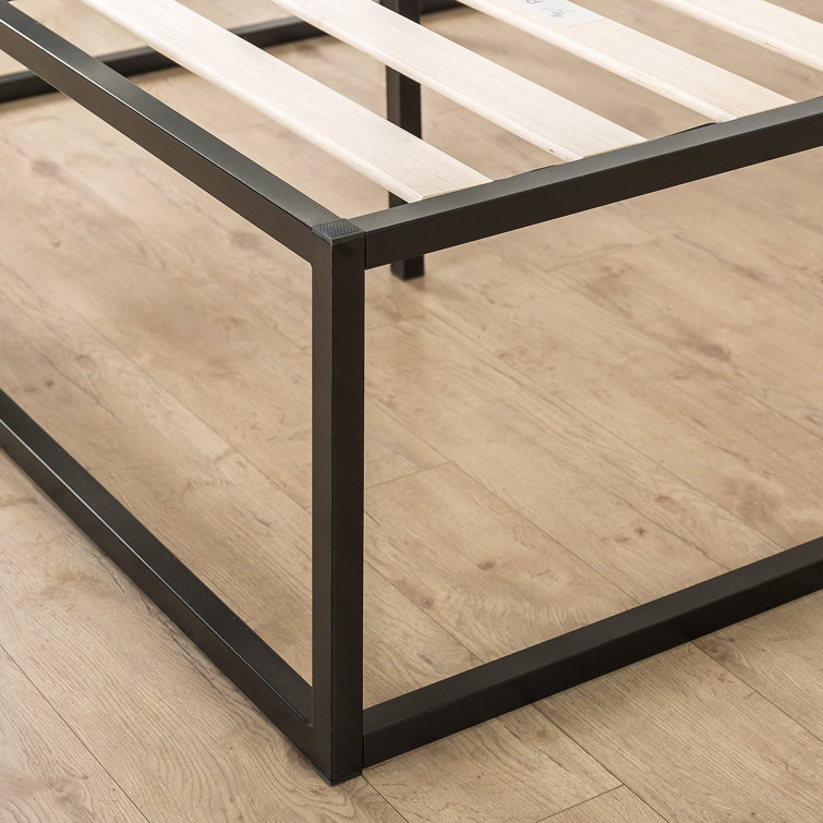 Joseph 18" Black Metal Platform Bed Frame with Slats