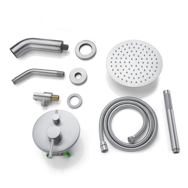 Brushed Nickel Multi-Head Rain Shower System with Handheld