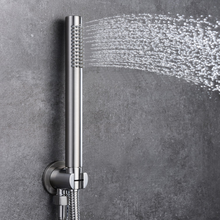 Brushed Nickel Multi-Head Rain Shower System with Handheld