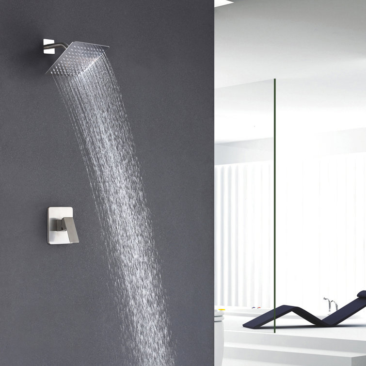 Brushed Nickel Wall Mounted Single Handle Shower Faucet Set