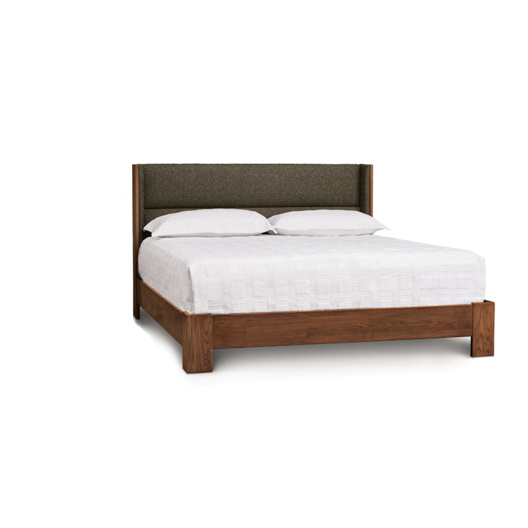 King Size Microsuede Onyx Upholstered Wood Frame Bed