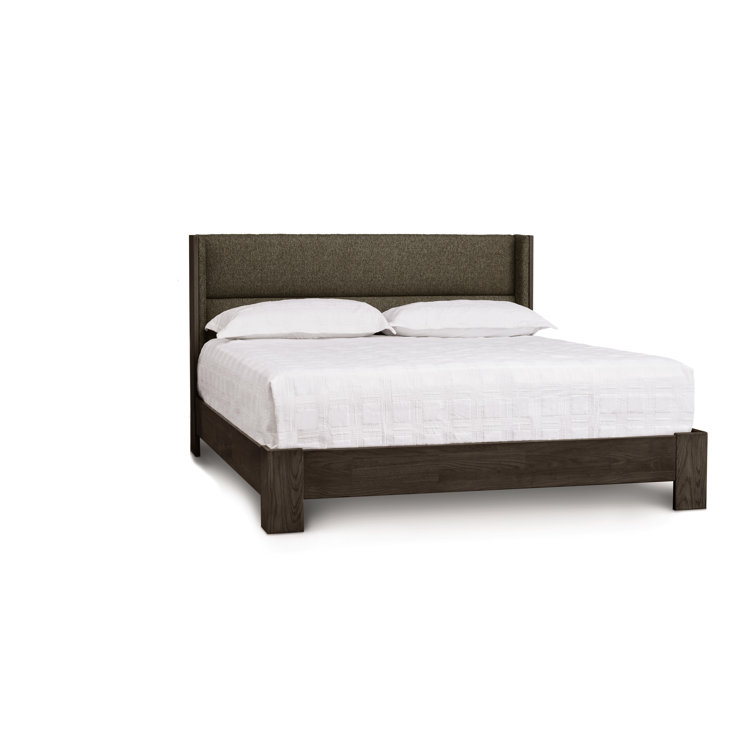 King Size Microsuede Onyx Upholstered Wood Frame Bed