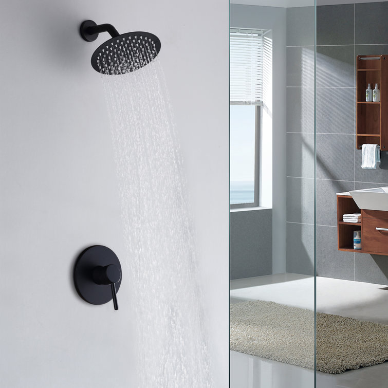 Matte Black Brass Wall Mounted Rain Shower Faucet Set