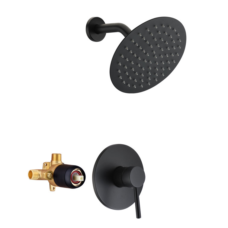 Matte Black Brass Wall Mounted Rain Shower Faucet Set
