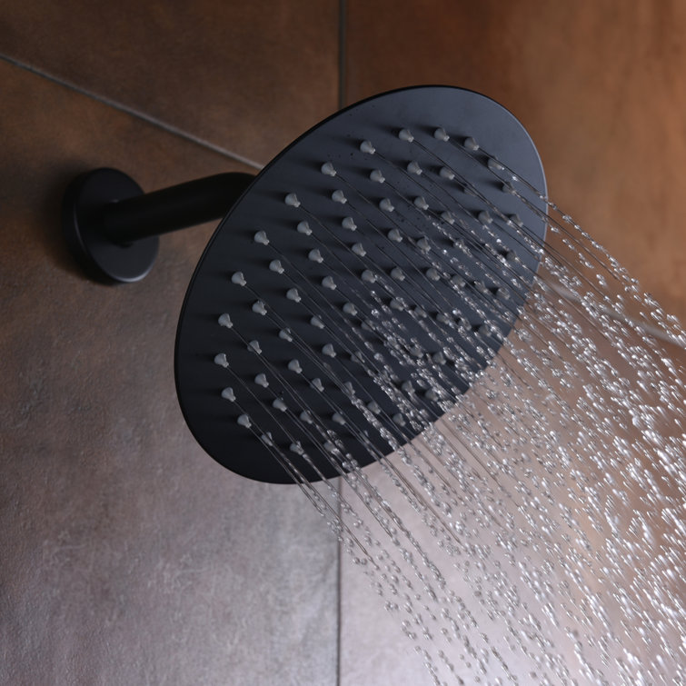Matte Black Brass Wall Mounted Rain Shower Faucet Set