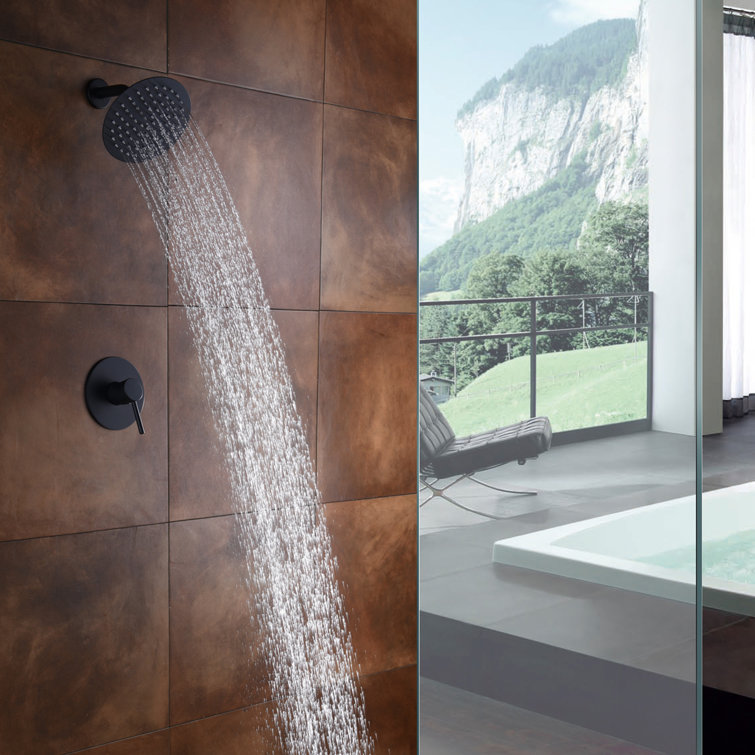 Matte Black Brass Wall Mounted Rain Shower Faucet Set