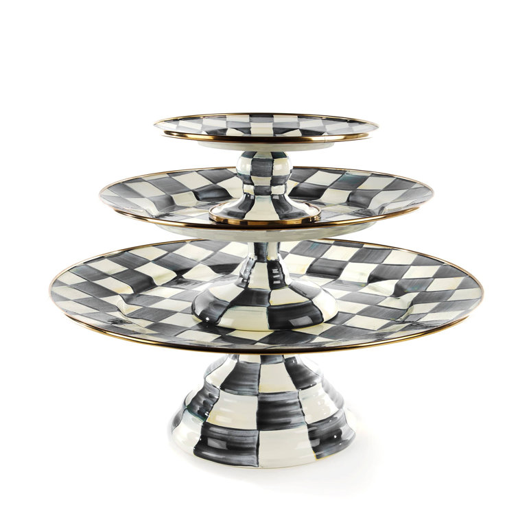 Enameled Ceramic Tiered Round Serving Platter for Special Occasions