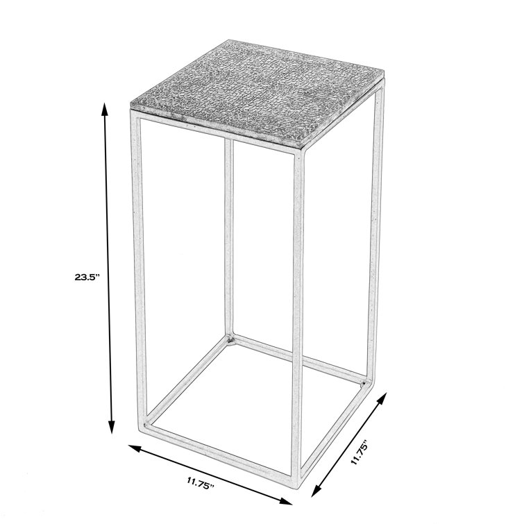 Industrial Modest Black Iron and Bronze Aluminum Square End Table