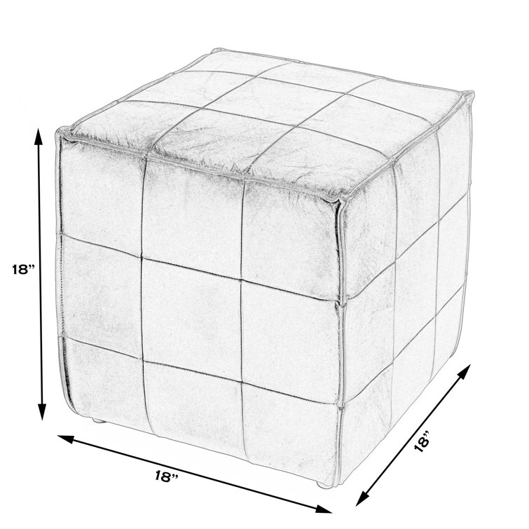 Contemporary Leon Dark Brown Leather Cube Ottoman