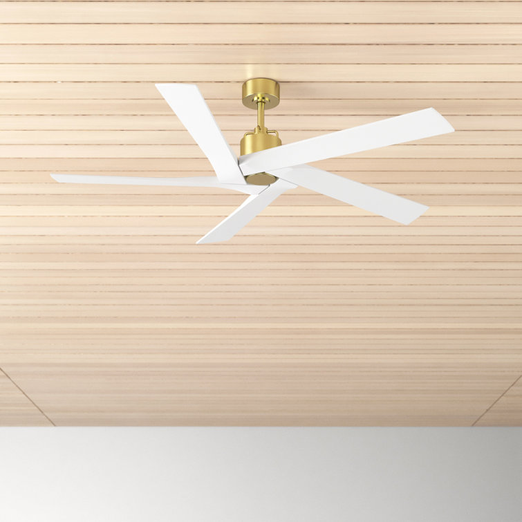 Aspen 70" Burnished Brass and Matte White 5-Blade Ceiling Fan with Remote