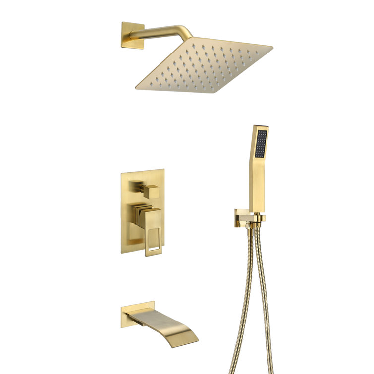 Brushed Gold Multi-Head Wall-Mounted Shower System