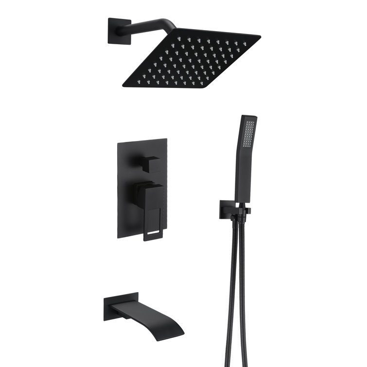 Matte Black Multi-Head Wall-Mounted Shower System with Handheld