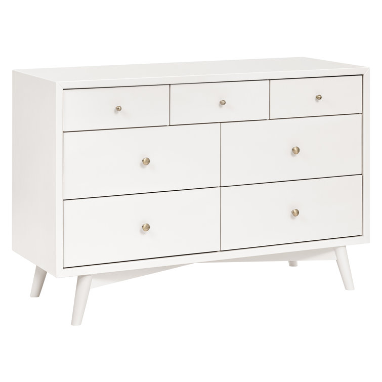 Palma Mid-Century Modern 7-Drawer Dresser with Brushed Metal Hardware