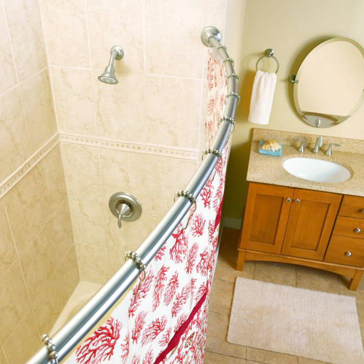 60" Brushed Nickel Curved Shower Curtain Rod