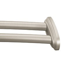 Brushed Nickel Adjustable Double Curved Shower Curtain Rod