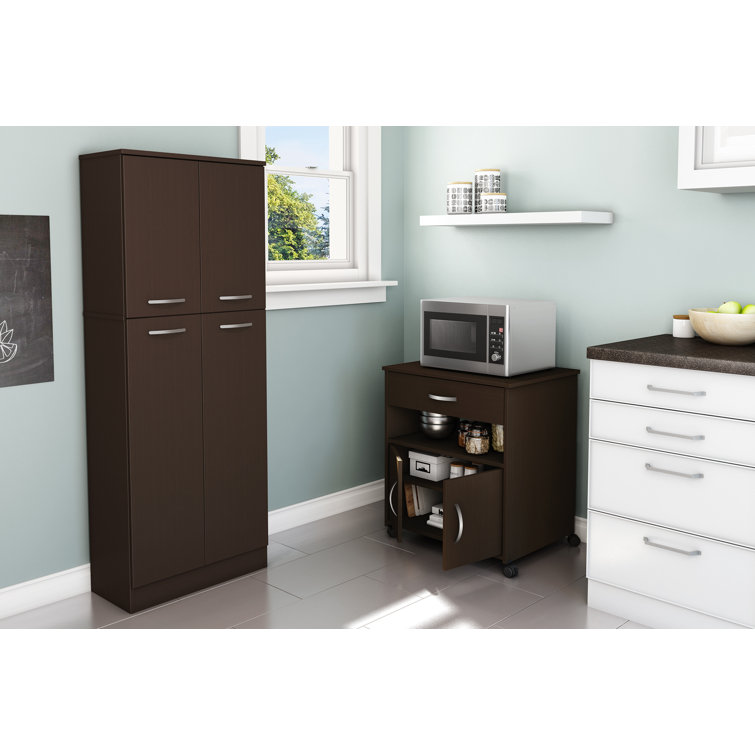 Chocolate Wood Mobile Printer Stand with Storage and Wheels