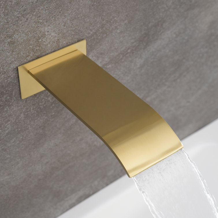 Brushed Gold Wall Mounted Rain Shower System with Square Head