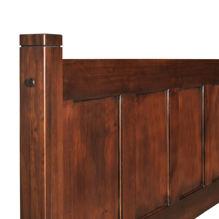 Cherry Twin Solid Pine Wood Platform Bed with Headboard