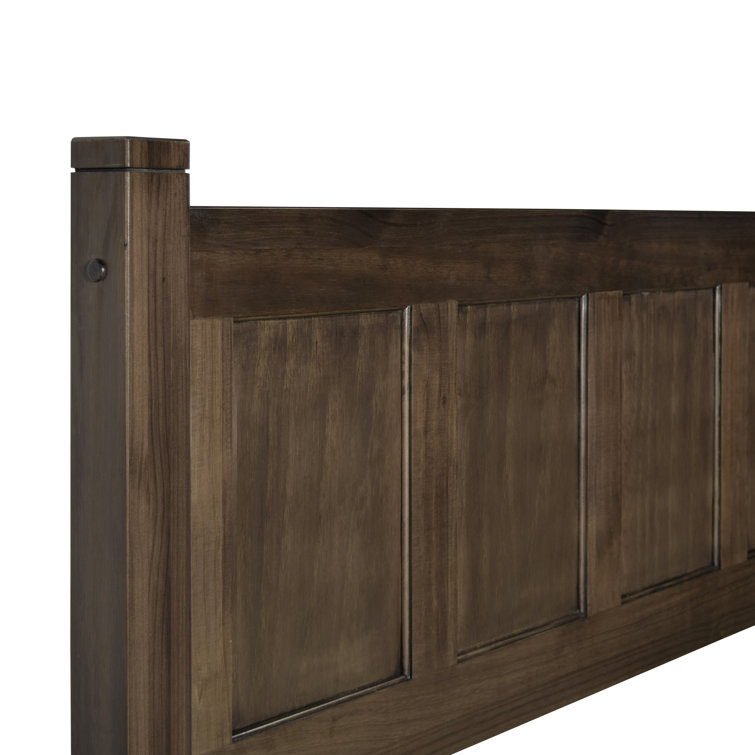 Espresso Twin Solid Pine Wood Platform Bed with Headboard