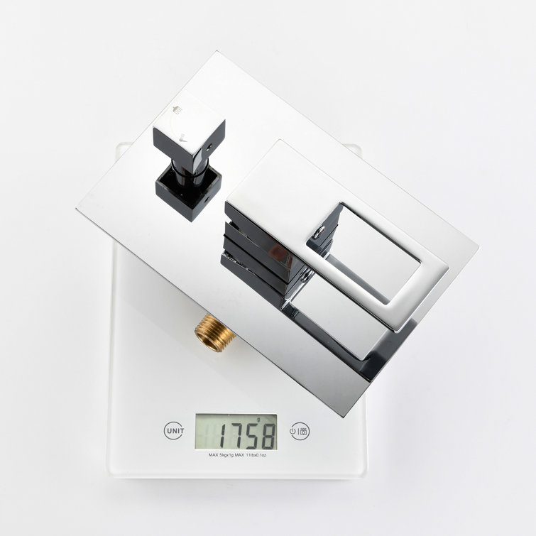 Chrome Square Rain Shower System with Wall Mounted Tub Faucet