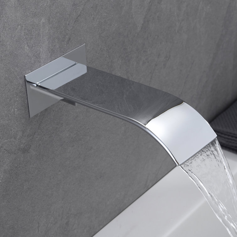 Chrome Square Rain Shower System with Wall Mounted Tub Faucet
