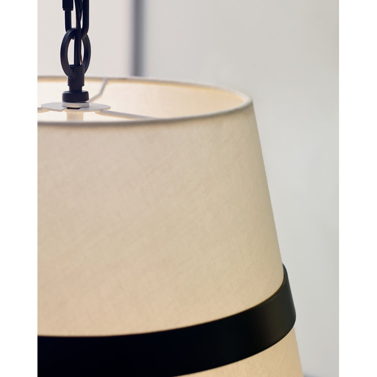 Aged Iron 18" White Linen 3-Light Pendant