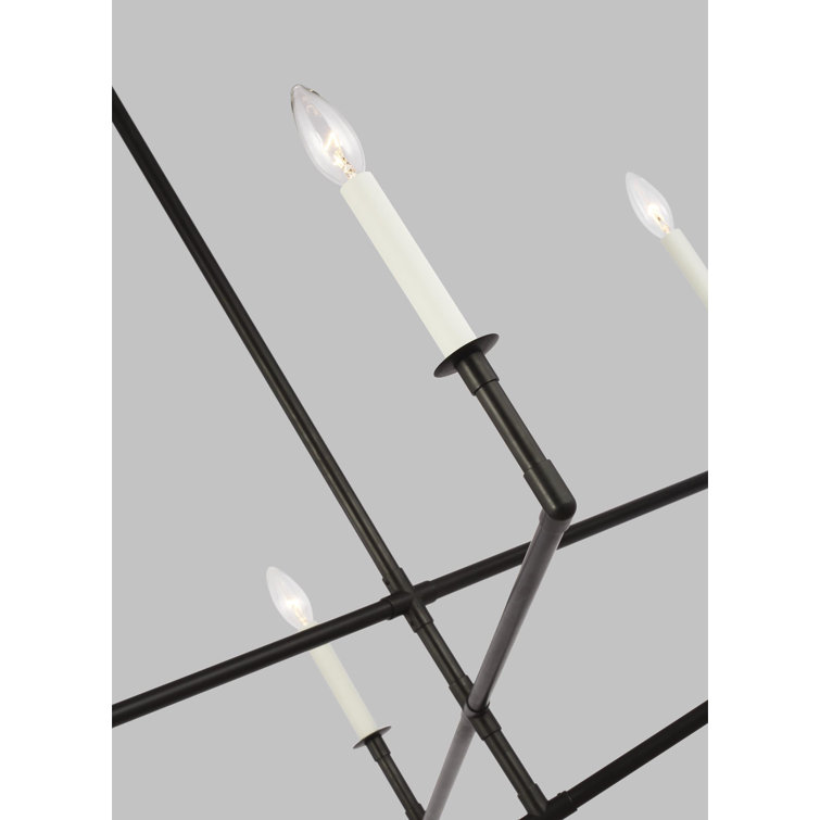 Aged Iron 6-Light Candle Style Chandelier with White Holders