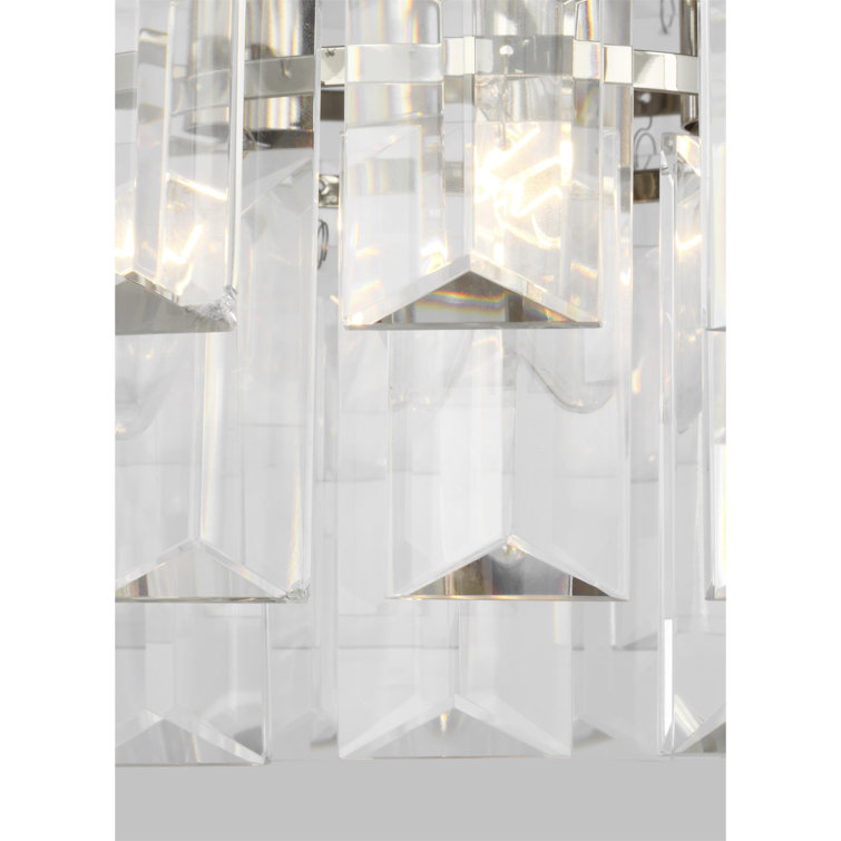 Polished Nickel and Crystal 4-Light Tiered Chandelier
