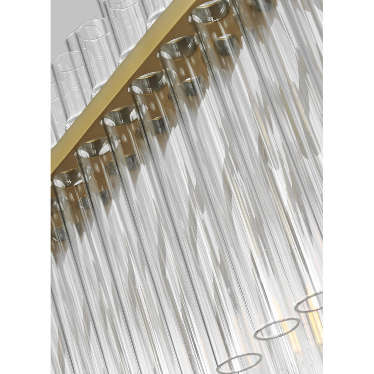 Beckett 48" Burnished Brass Drum Chandelier with Clear Glass Shades