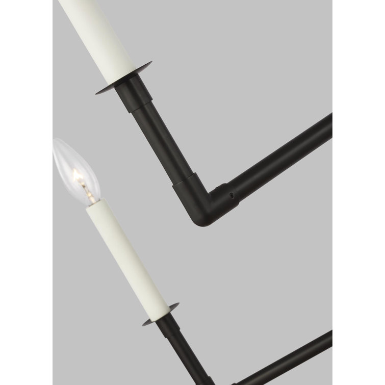 Aged Iron 6-Light Candle Style Chandelier with White Holders