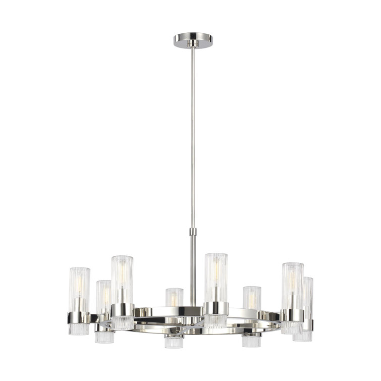 Geneva Polished Nickel 8-Light Chandelier with Clear Glass Shades