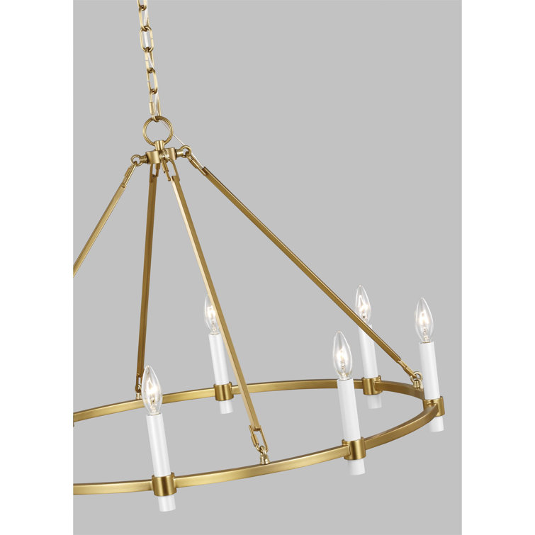 Marston Burnished Brass 8-Light Candle Style Wagon Wheel Chandelier