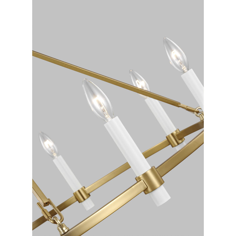 Marston Burnished Brass 8-Light Candle Style Wagon Wheel Chandelier