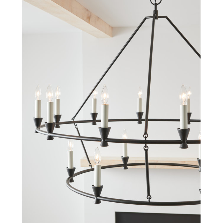 Keystone 18-Light Aged Iron Wagon Wheel Chandelier