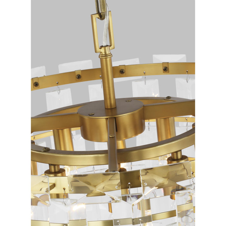 Elegant Burnished Brass and Crystal 16-Light Chandelier