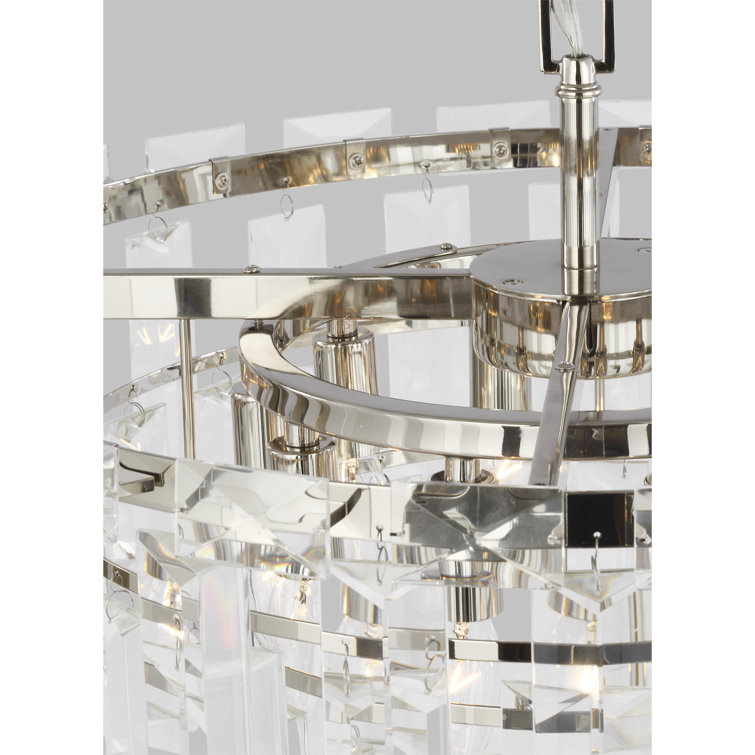 Polished Nickel and Crystal 4-Light Tiered Chandelier