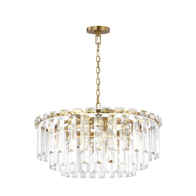 Elegant Burnished Brass and Crystal 16-Light Chandelier