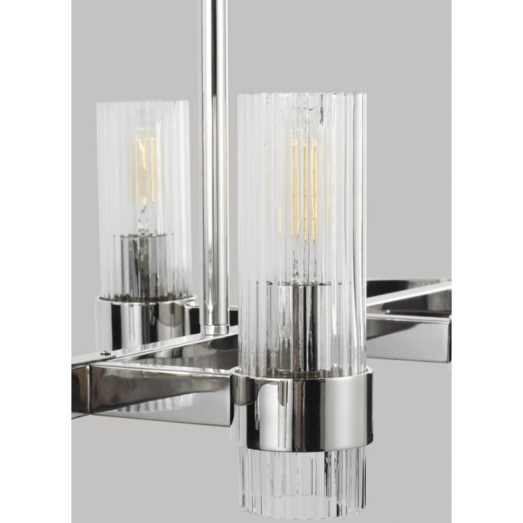 Geneva Polished Nickel 10-Light Linear Kitchen Island Chandelier