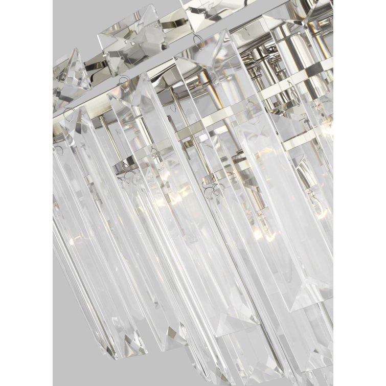 Polished Nickel and Crystal 4-Light Tiered Chandelier