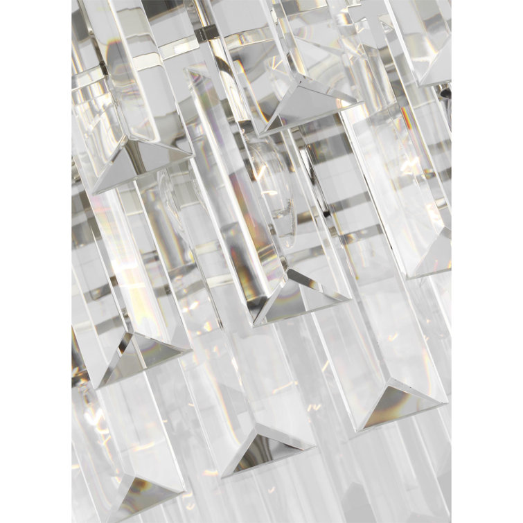 Polished Nickel and Crystal 4-Light Tiered Chandelier