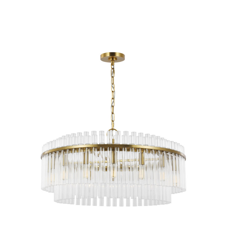 Burnished Brass 16-Light Crystal Drum Chandelier