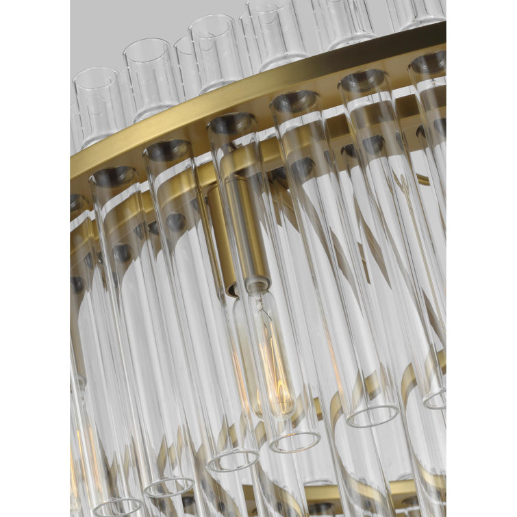 Burnished Brass 16-Light Crystal Drum Chandelier