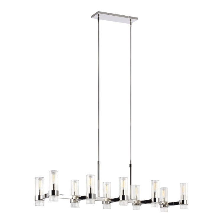 Geneva Polished Nickel 10-Light Linear Kitchen Island Chandelier