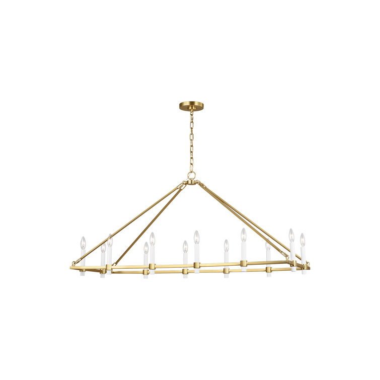 Burnished Brass 12-Light Linear Candle Chandelier