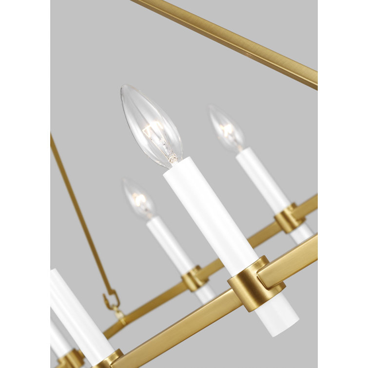 Burnished Brass 12-Light Linear Candle Chandelier