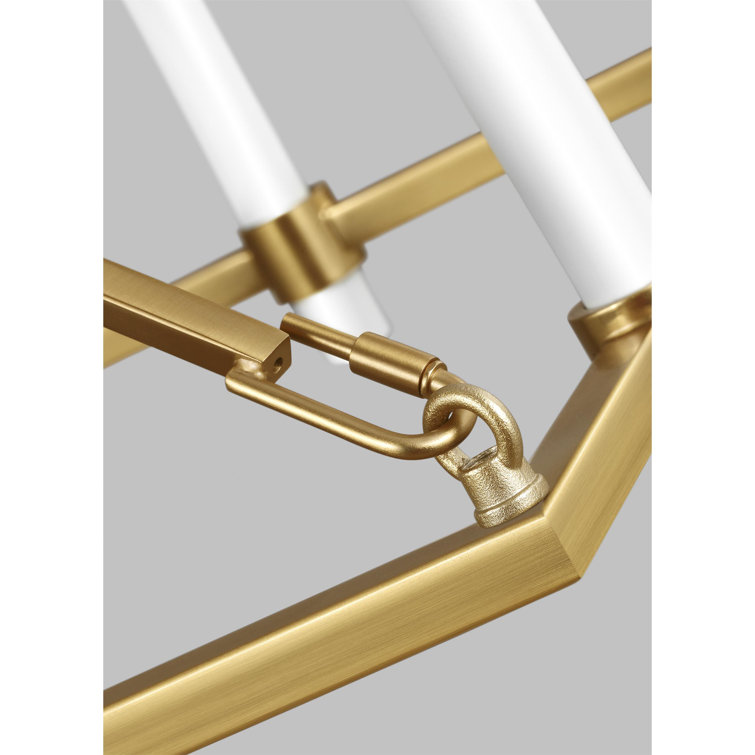 Burnished Brass 12-Light Linear Candle Chandelier